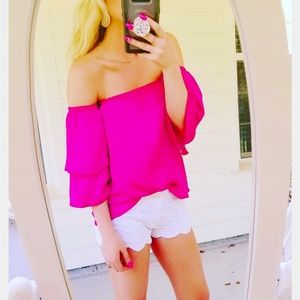 Off The Shoulder Fuchsia top